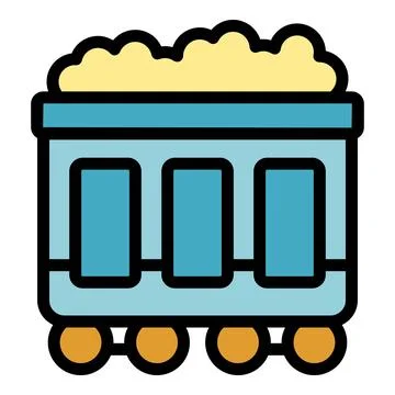 Full mining cart moving on rails icon Stock Illustration