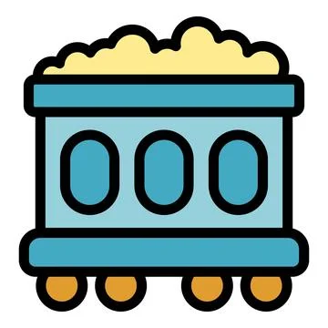 Full mining cart moving on the rails icon vector outline Illustrazione stock