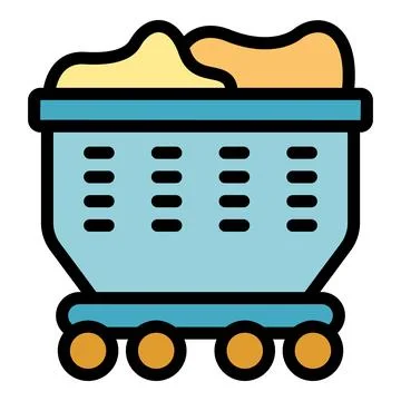 Full mining cart rolling on rails icon Stock Illustration