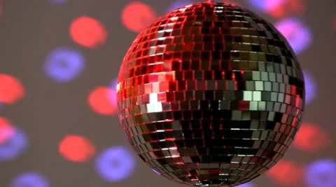 Full mirror ball; blue and red light Stock Footage 10758423