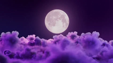 Full Moon Above Purple Clouds Seamless Loop Animation Stock Footage 340417141