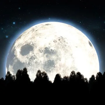 Full Moon Above The Tree Tops Stock Illustration