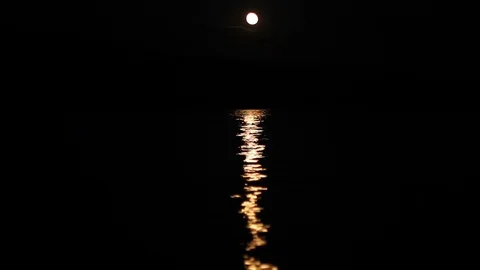 Full Moon Above Water With Clouds Video stock 115572322
