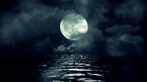 full moon stars water
