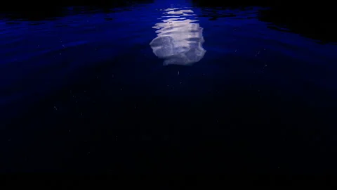 Full moon against starry sky relfecting on water surface, hd Stock Footage 133449392