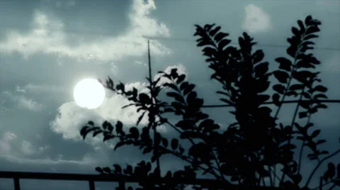 Full Moon Among the Dark Clouds Stock Footage 48038572