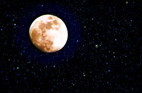 Full moon and black abstract sky. Abstract background. Illustrazione stock