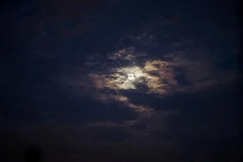 Full moon and black clouds Stock Photos