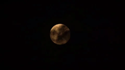 Full moon and blue moon same on dark night sky background Stock Footage 249206980