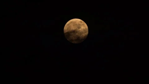 Full moon and blue moon same on dark night sky background Stock Footage 249227026