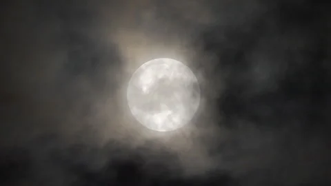 Full moon and clouds creepy Stock Footage 343907818