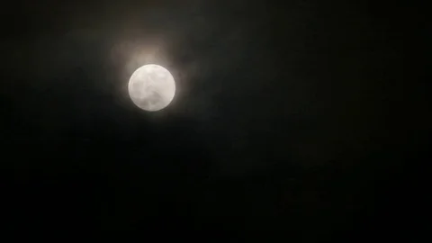 Full moon and clouds Stock Footage 124414861