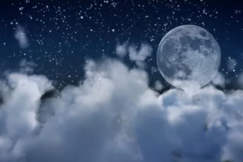 Full moon and clouds Stock Illustration