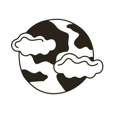Full moon and clouds line style icon Ilustração Stock
