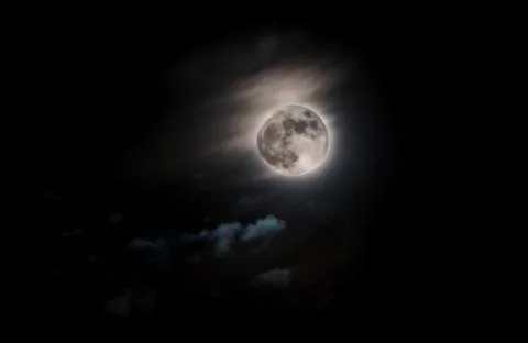 Full moon and clouds Stock Photos