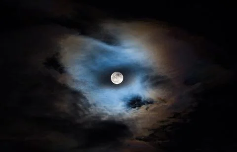 Full moon and clour cloud Stock Photos