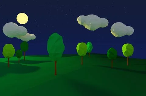 Full moon and forest night Illustration