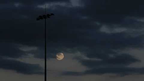 Full Moon and Playing Field Lights Stock Footage 120730033