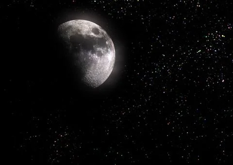 Full moon and starry space Stock Illustration