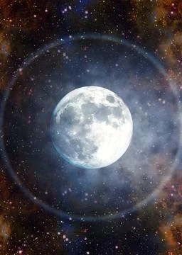 Full moon and starry space Stock Illustration
