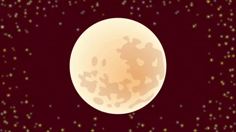 Full moon animation on a dark red background with subtle wave patterns and .. Stock Footage 333302074