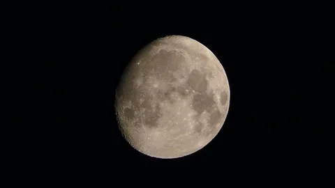 Full moon appearance in the night sky, the moon's incomplete full moon phase, Stock Footage 245807494