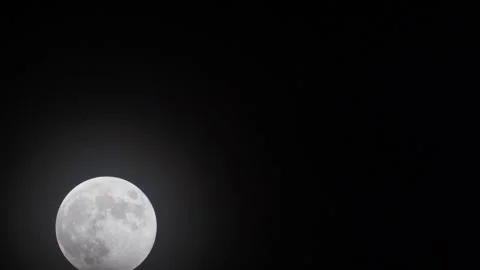 Full Moon Ascends Against Dark Sky During Partial Lunar Eclipse. timelapse Stock Footage 260461128