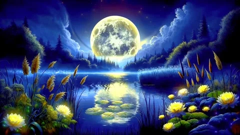 Full moon atmosphere in the middle of the night Stock Footage 285121511