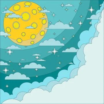 Full moon on background of the night sky, vector illustration Stock Illustration