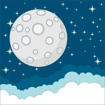 Full moon on background of the night sky, vector illustration Stock Illustration