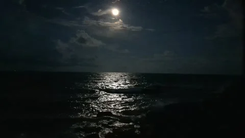 Full moon Beach night view Stock Footage 292359706