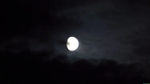 Full moon behind clouds at night Stock-Footage 76466510
