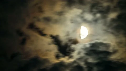 Full Moon Behind Clouds At Night,China. Stock Footage 140673686