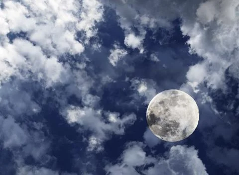 Full moon behind clouds 스톡 사진