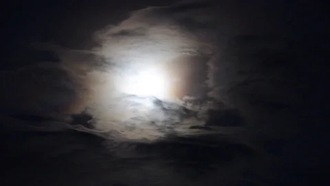 Full Moon Behind Colorful Clouds at Night - Time Lapse Video stock 85325516