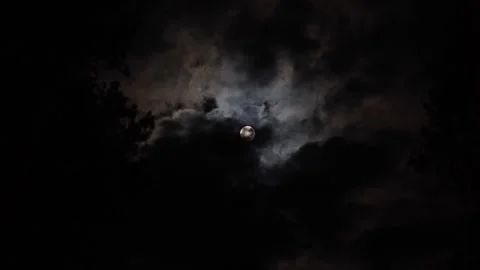 Full Moon Behind Fast Moving Night Clouds 스톡 동영상 345086782