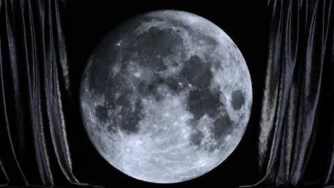 Full moon behind glossy black metallic Halloween curtain in UHD. Stock Footage 204066901
