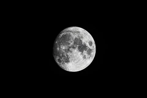 Full moon on black background. Close up Image. Stock Illustration
