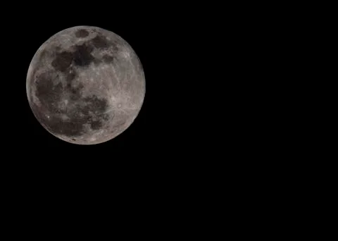 Full moon captured during Moon of Snow in February 2019 in close up Stock Photos