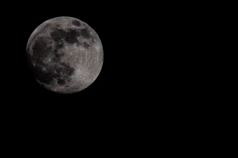 Full moon captured during Moon of Snow in February 2019 in close up Stock Photos