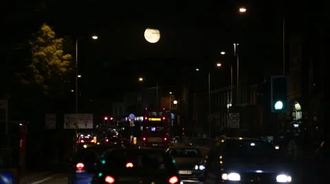 Full Moon in the city Stock Footage 53783354