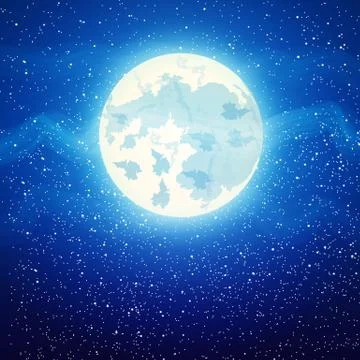 Full moon close up and around the stars Stock-Illustration