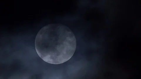 Full Moon Close Up Very Cloudy Stock Footage 100959567