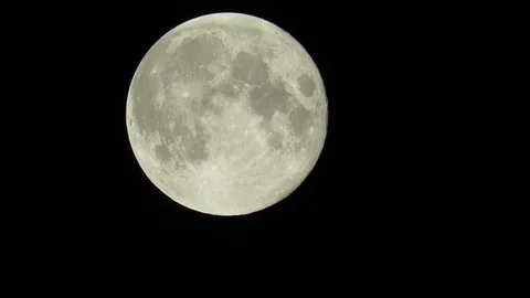 Full Moon Closeup optical zoom part 5 of 9 -passing by camera view left to right Stock Footage 112772028