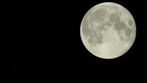 Full Moon Closeup optical zoom part 7 of 9 -passing by camera view left to right Stock Footage 112772895