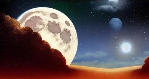 The full moon in the cloud-covered sky Stock Illustration