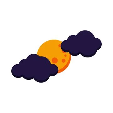Full moon with cloud night icon isolated on white background. Stock Illustration