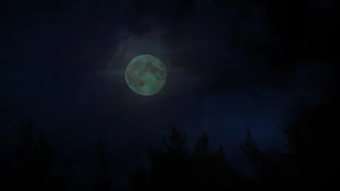 Full Moon, Clouds and thunder at Night. spooky and scary for opening-end Stock Footage 269429658