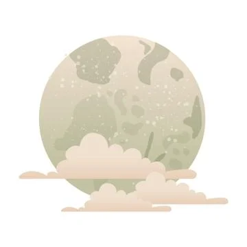 Full moon with clouds isolated icon Ilustração Stock
