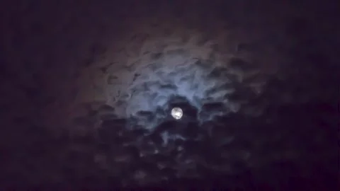 Full moon in the clouds in the night sky Stock Footage 151425932
